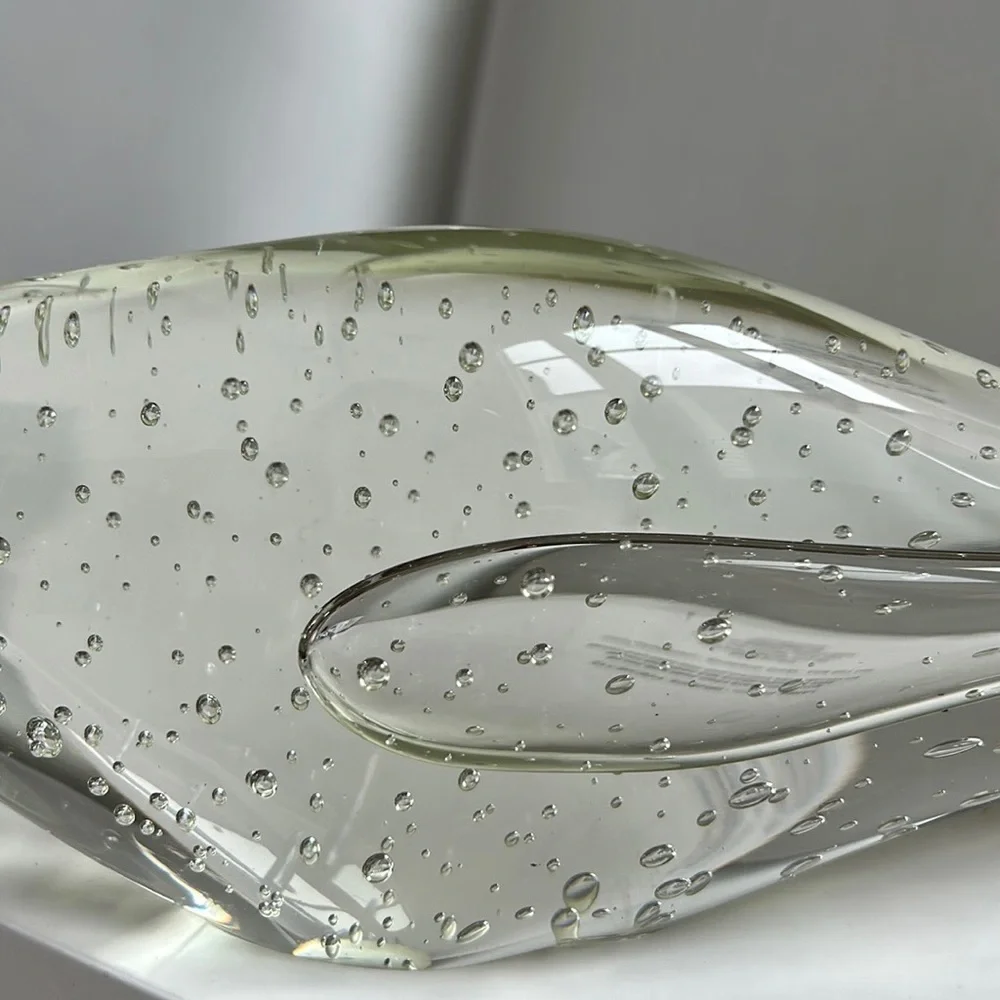 Bubble Clear Glass Fish Paperweight / Decor Art